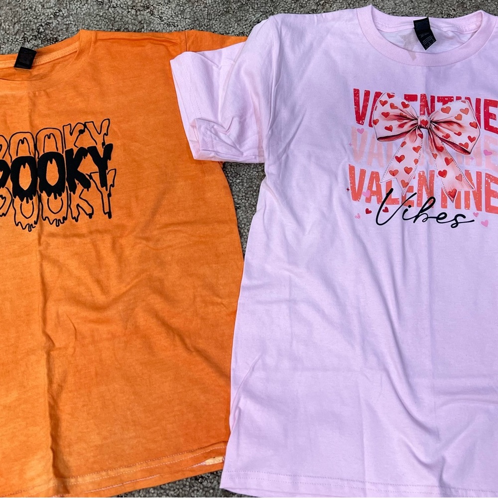 Spooky Orange and Valentine Pink Kids T-Shirts